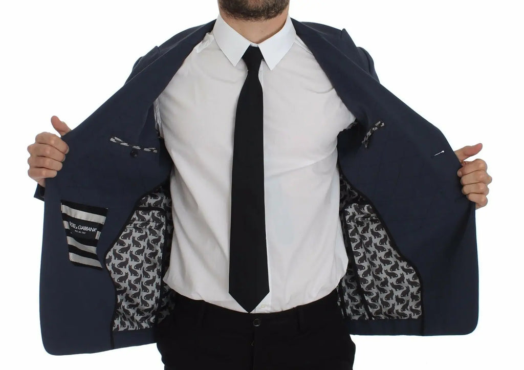 Blazer décontracté homme dolce gabbana bleu marine en coton stretch avec doublure à motif