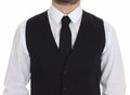 Dolce & gabbana blue cotton stretch dress vest blazer en noir avec coupe ajustée élégante et boutons subtils