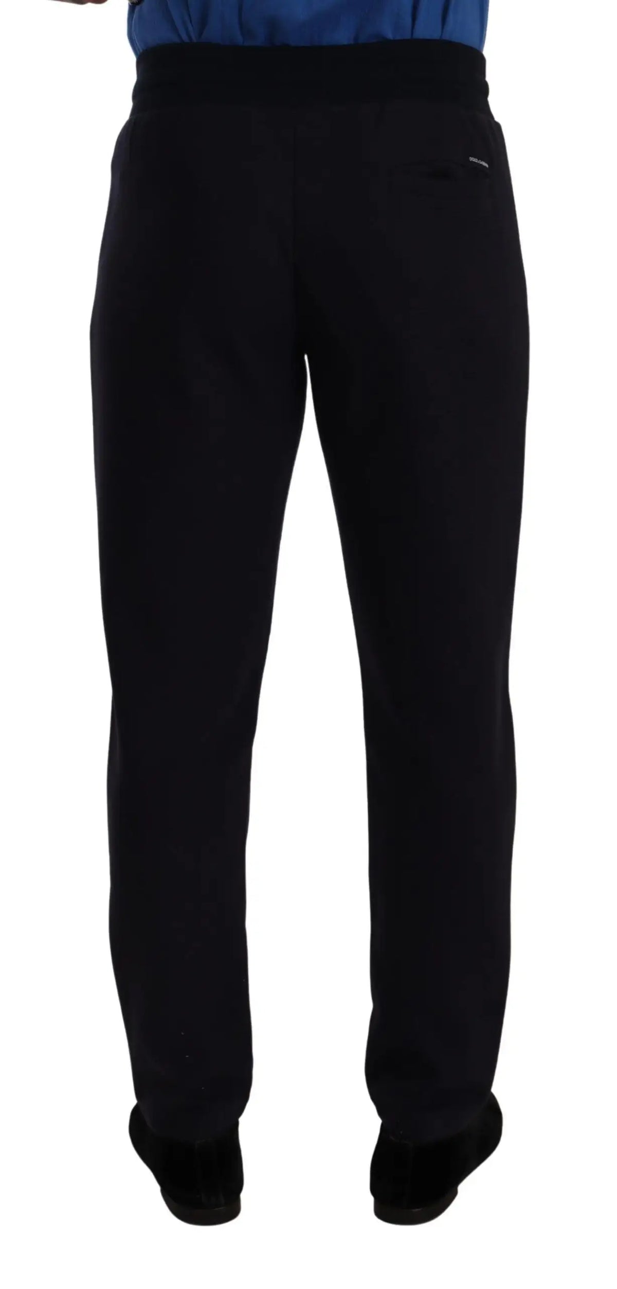 Pantalon de jogging dolce & gabbana bleu en coton stretch avec taille élastique ajustée et poches latérales discrètes