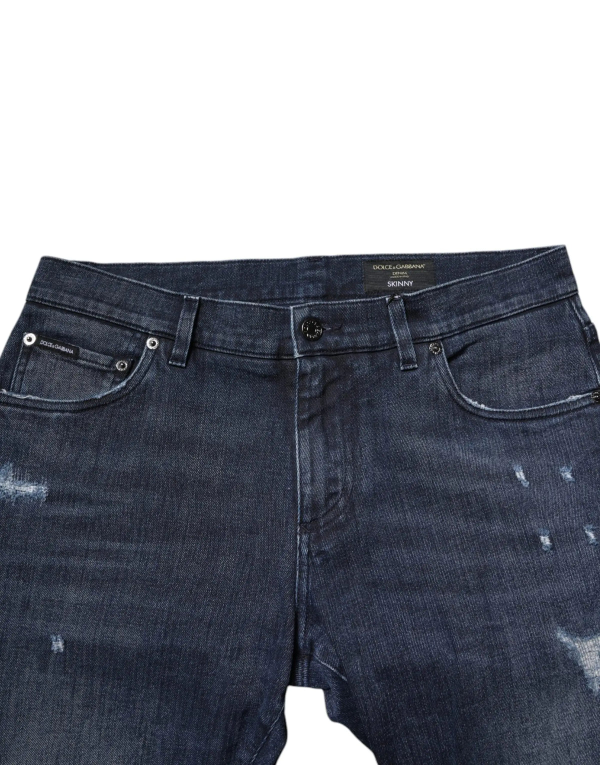 Jean slim homme dolce & gabbana en coton stretch bleu denim avec aspect délavé et coutures visibles