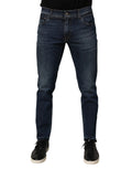 Jeans denim homme dolce & gabbana bleu en coton stretch slim avec délavage subtil et coupe ajustée