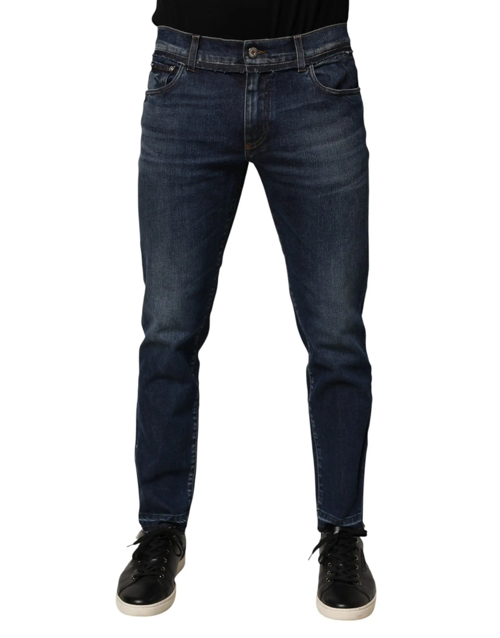Jean slim bleu indigo dolce gabbana en coton stretch avec legere décoloration pour homme