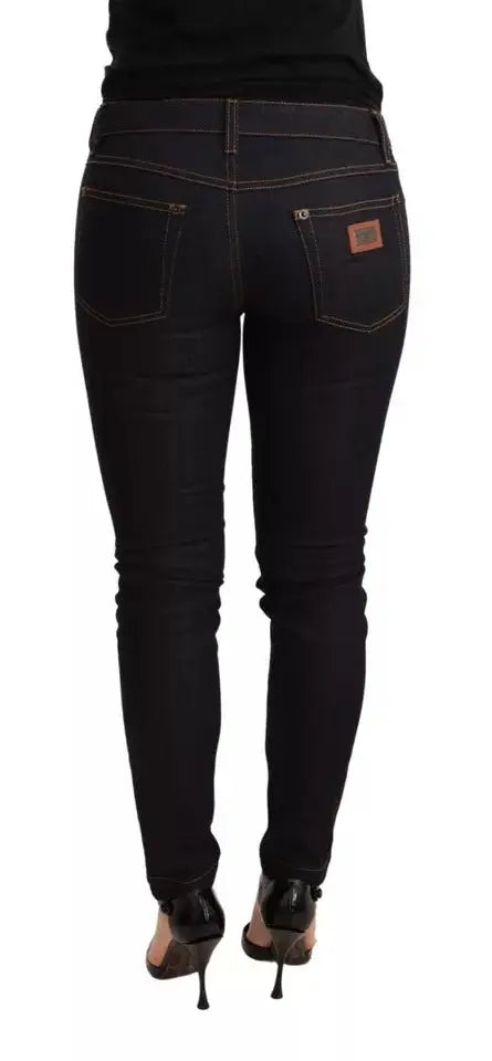Jean slim fit en denim stretch bleu dolce gabbana en coton avec coutures subtiles