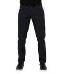 Jean en denim coton bleu marine droit dolce & gabbana avec une ceinture noire
