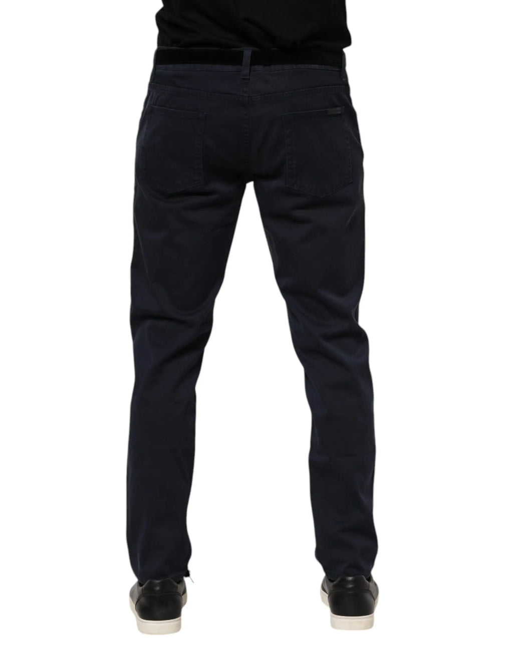 Pantalon slim bleu marine dolce & gabbana en coton durable avec design cinq poches classique et ceinture arrière dissimulée