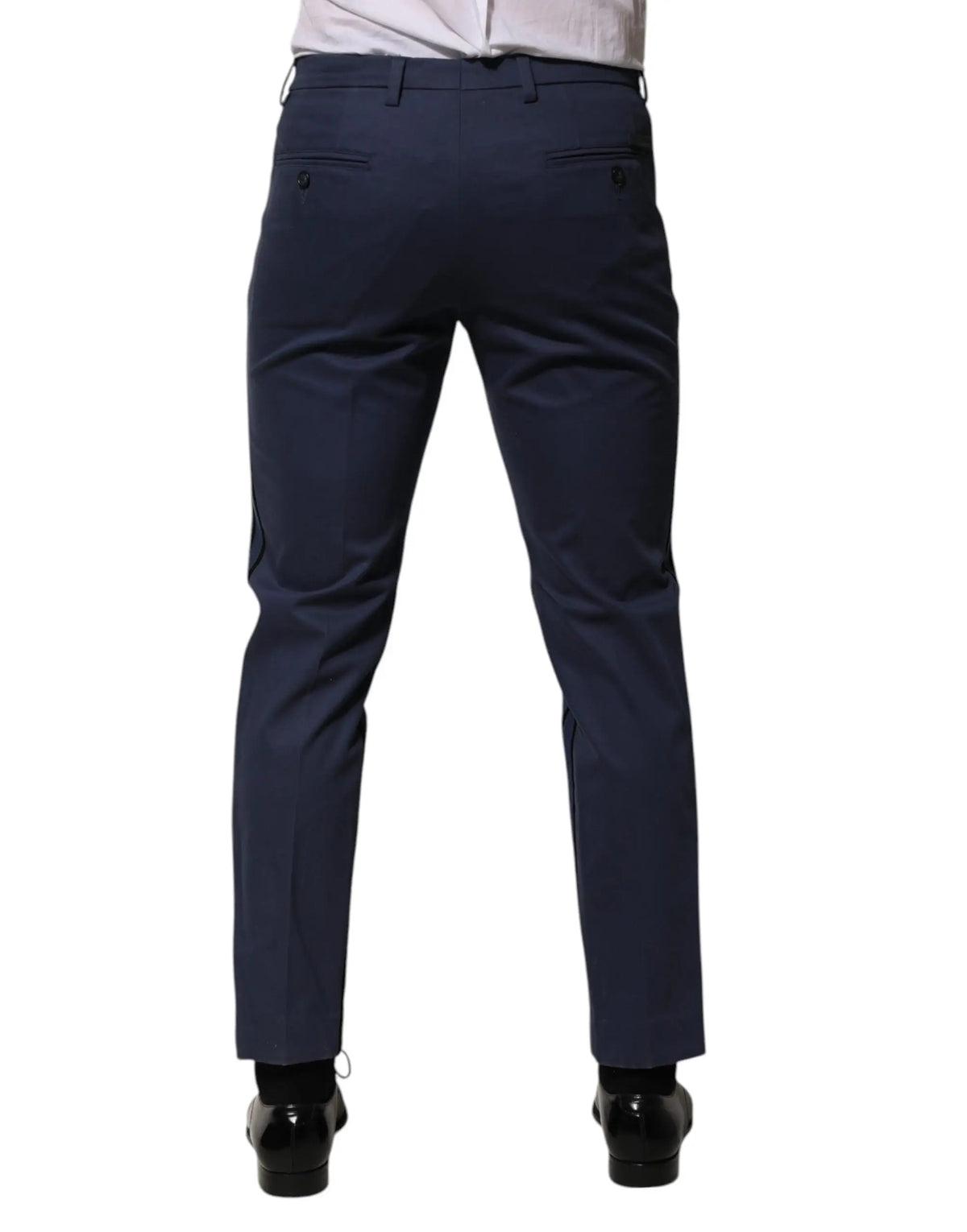 Pantalon formel homme dolce & gabbana en coton bleu marine tailleur avec coupe droite et plis subtils