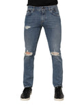 Jeans skinny en denim coton bleu dolce gabbana avec genoux déchirés et design classique cinq poches