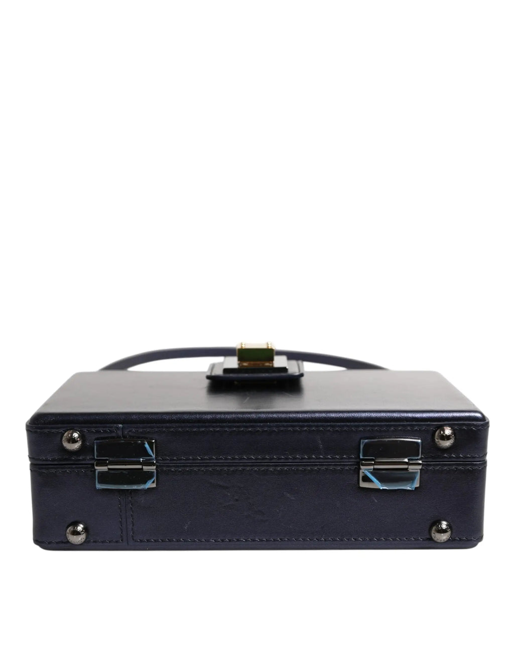 Sac bandoulière dolce & gabbana dg box en cuir dagneau bleu marine avec poignée assortie et fermoirs argentés