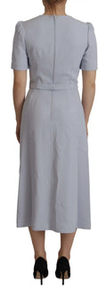 Robe midi viscose bleu dolce et gabbana avec manches bouffantes courtes et ceinture assortie à la taille