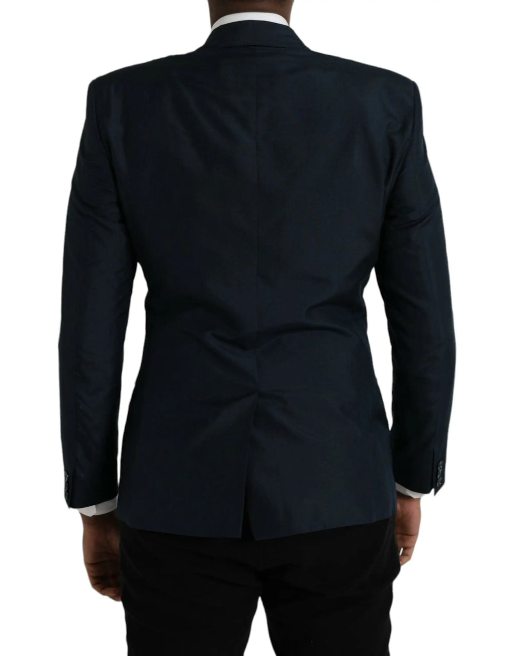 Veste de costume noire dolce & gabbana avec revers crantés et texture subtile coupe blazer simple boutonnage