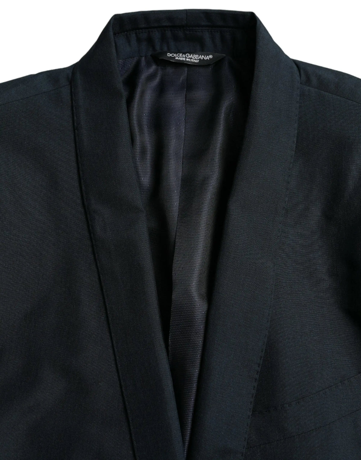 Blazer dolce & gabbana bleu gold à simple boutonnage avec coupe ajustée noire et texture subtile