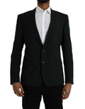 Blazer noir Dolce & Gabbana en laine bleu or avec deux boutons et revers crantés style single breasted