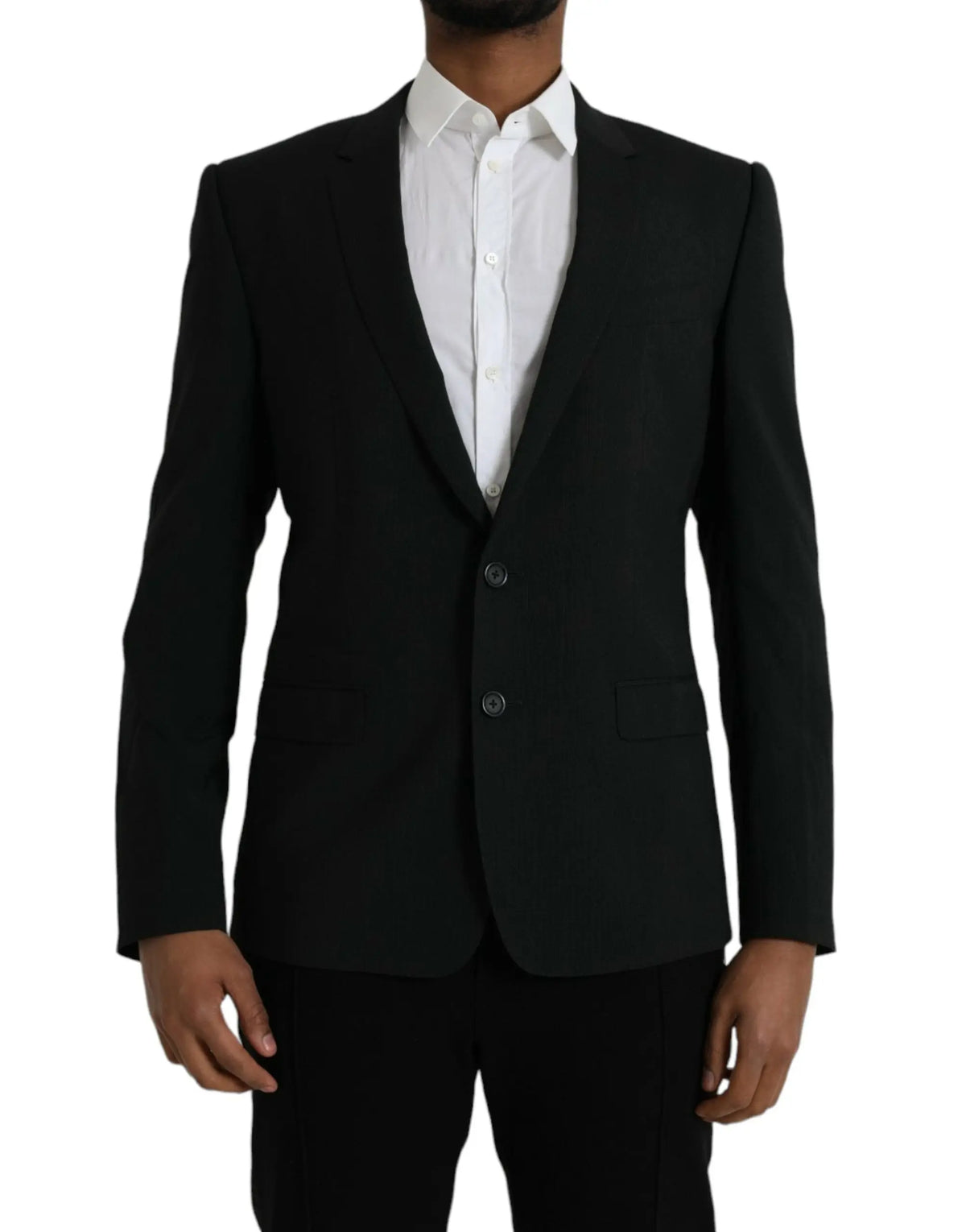 Blazer noir Dolce & Gabbana en laine bleu or avec deux boutons et revers crantés style single breasted
