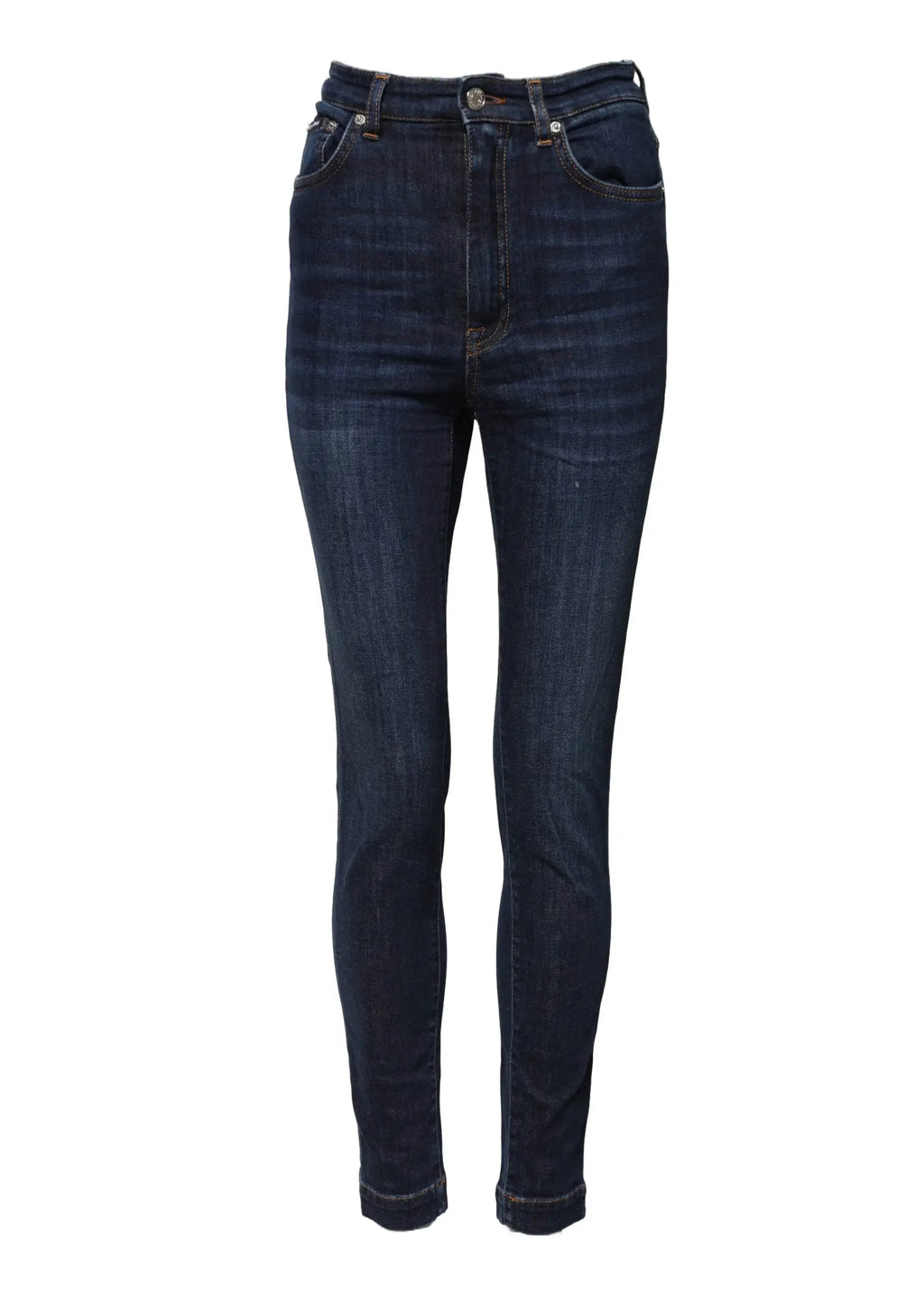 Jean denim bleu indigo foncé dolce & gabbana grace taille haute coupe slim en denim