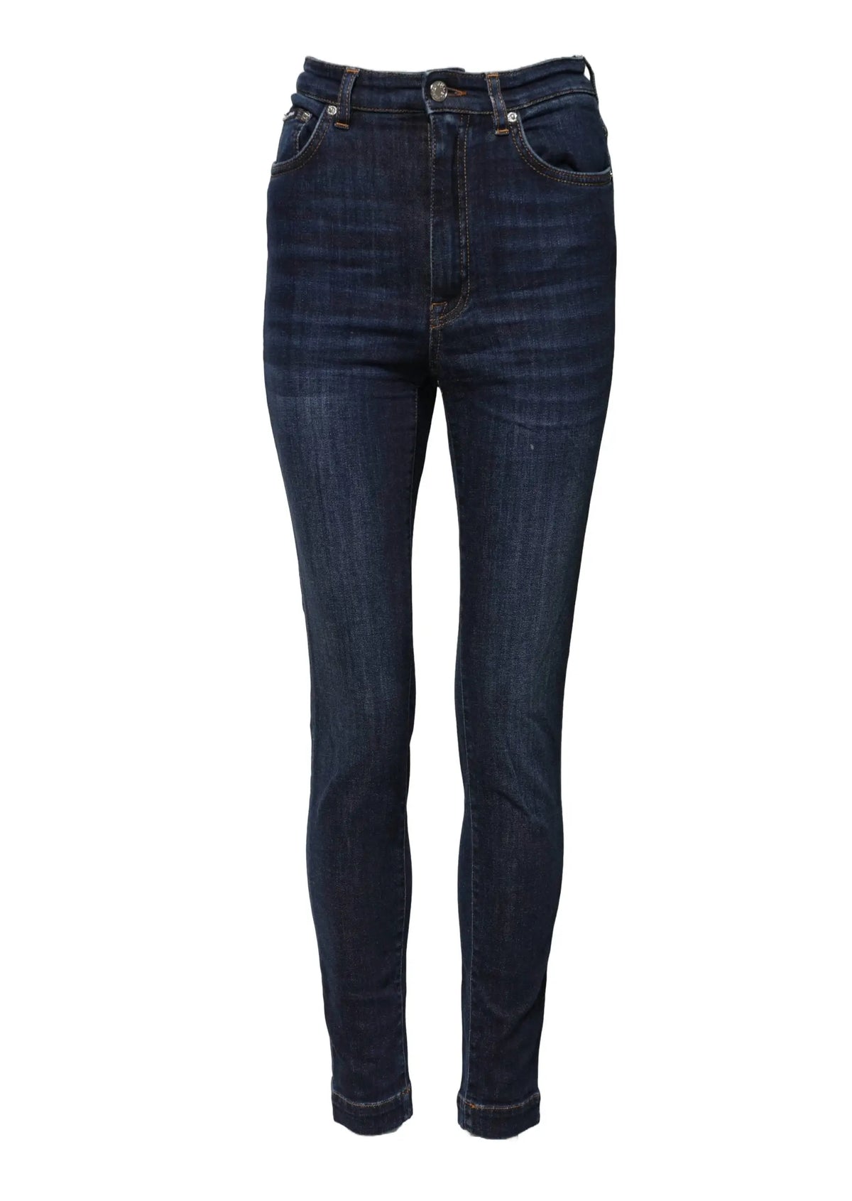 Jean denim bleu indigo foncé dolce & gabbana grace taille haute coupe skinny slim leg