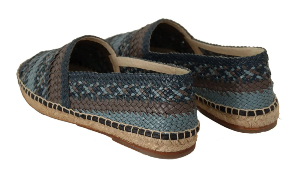 Espadrilles loafers dolce gabbana bleu et marron tissé avec semelle en jute tressée style buffalo slip on