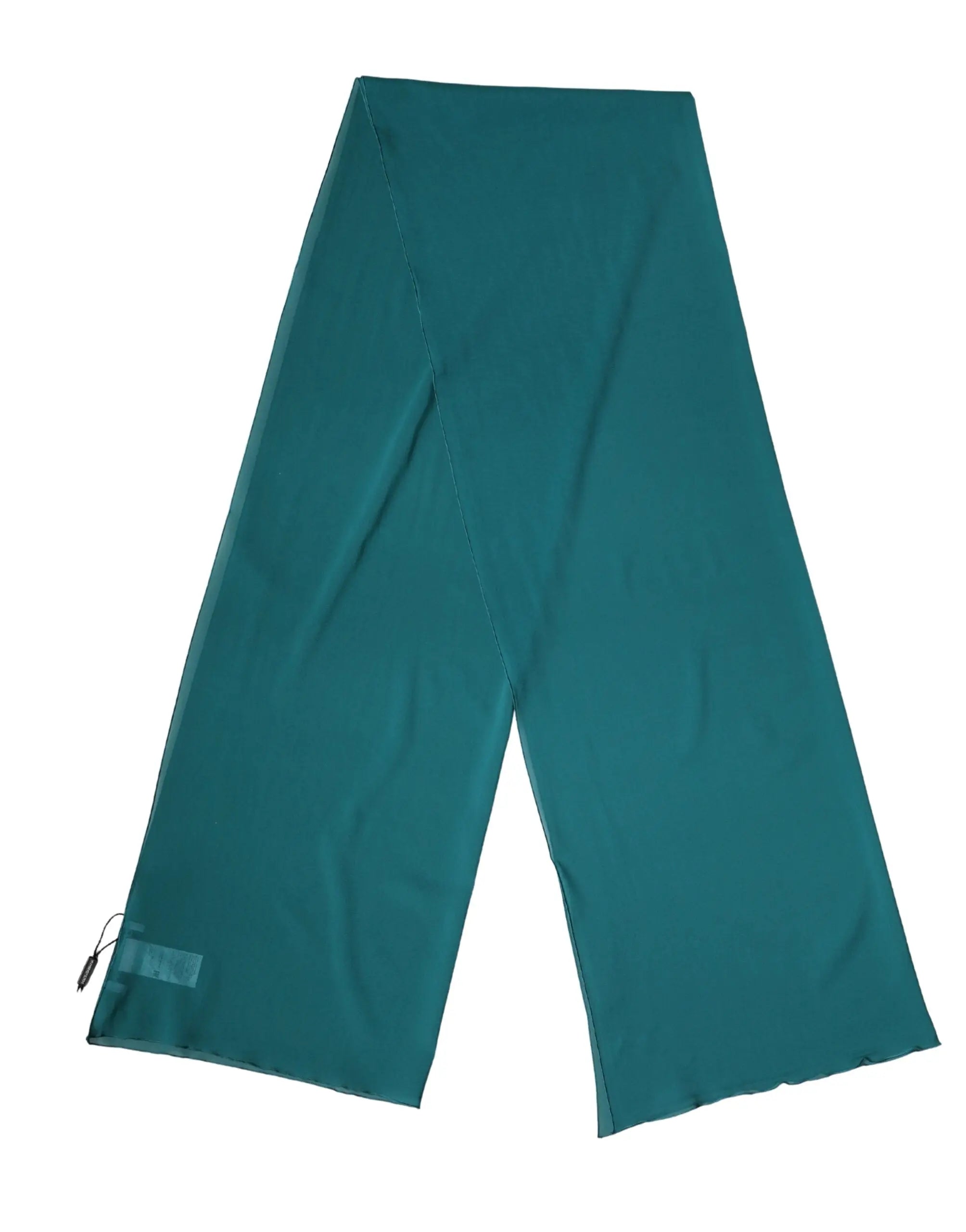 Pantalon large bleu sarcelle en tissu lisse avec coutures subtiles et écharpe dolce & gabbana en soie bleu vert