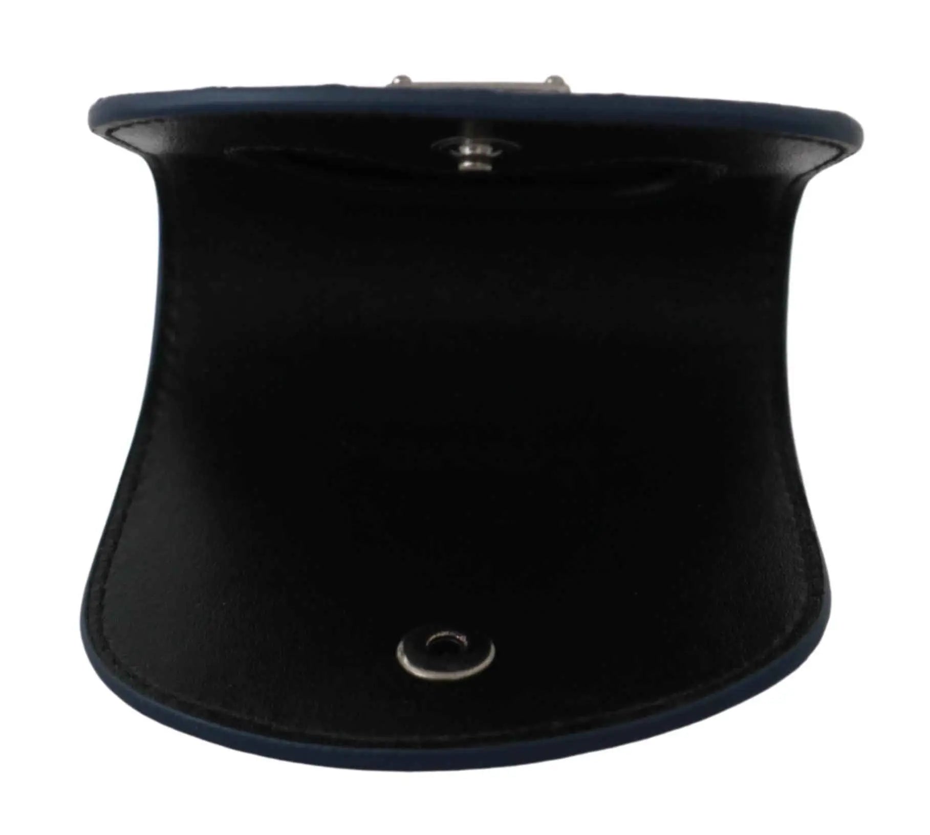 Portefeuille dolce & gabbana en cuir noir avec bordure bleu marine et ferrures argentées pour porte préservatif en peau exotique bleue