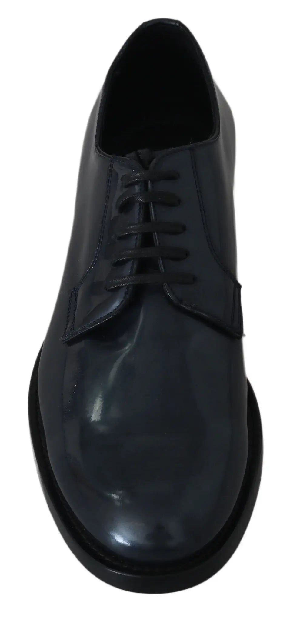 Chaussure derby en cuir bleu dolce gabbana pour homme avec cuir verni noir et design classique à lacets