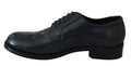 Derby bleu en cuir dolce gabbana avec finition vernie noire et design lacé classique pour tenue formelle