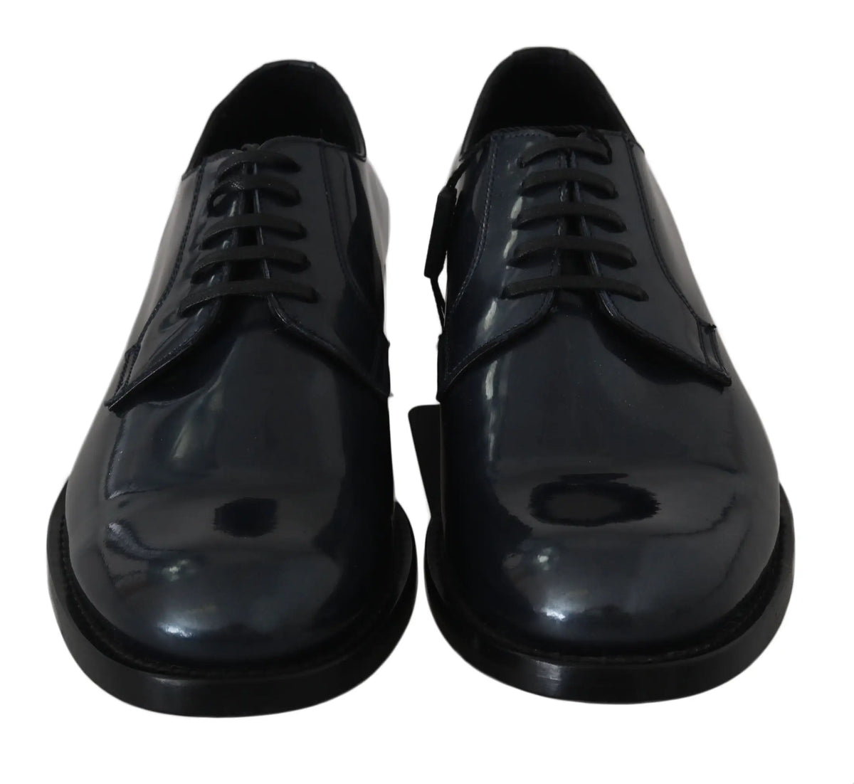 Chaussures derby homme dolce & gabbana en cuir bleu avec finition vernie et design oxford classique