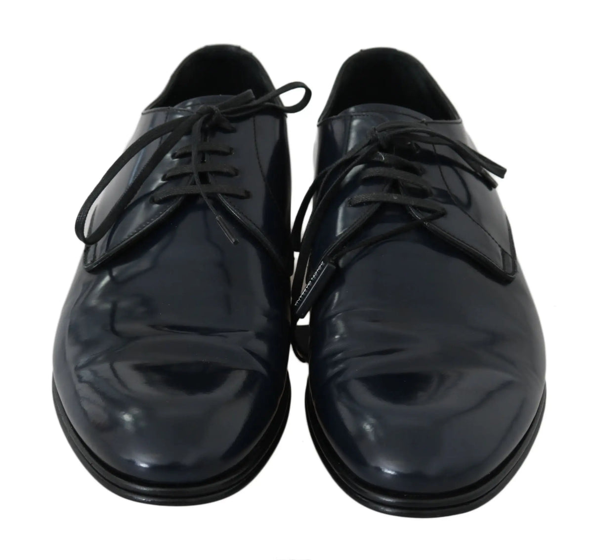 Derby homme noir en cuir verni avec lacets noirs dolce & gabbana pour tenue formelle