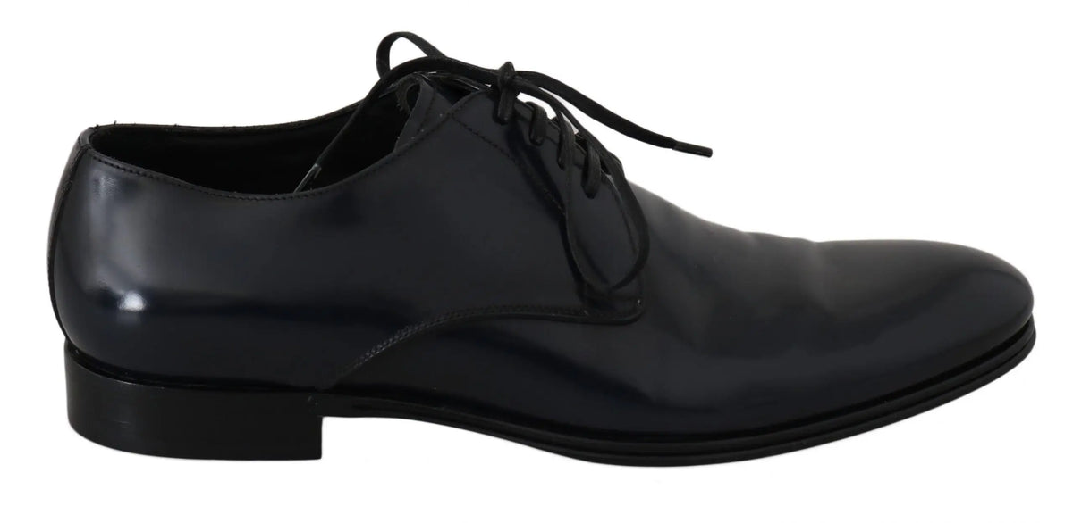 Chaussure derby homme en cuir bleu dolce & gabbana finition brillante et lacets classique