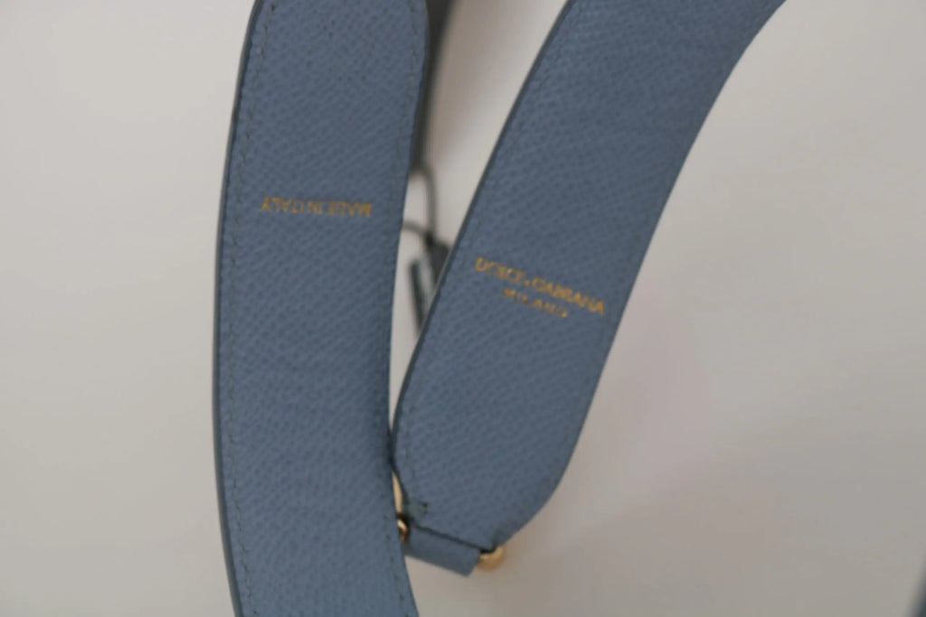 Sangle d’épaule dolce & gabbana en cuir bleu clair avec logo embossé doré