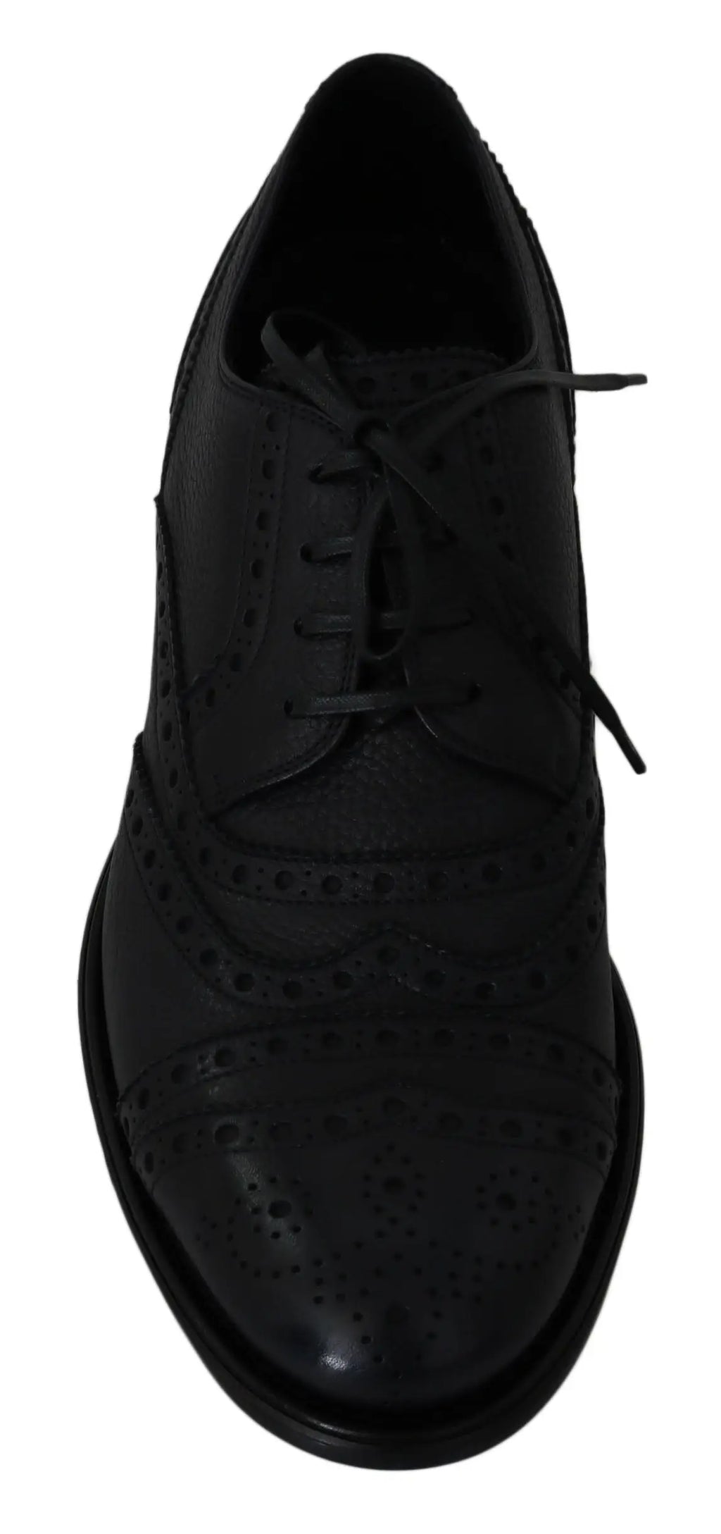 Chaussure derby en cuir bleu dolce gabbana avec détail perforé et lacets pour costume élégant