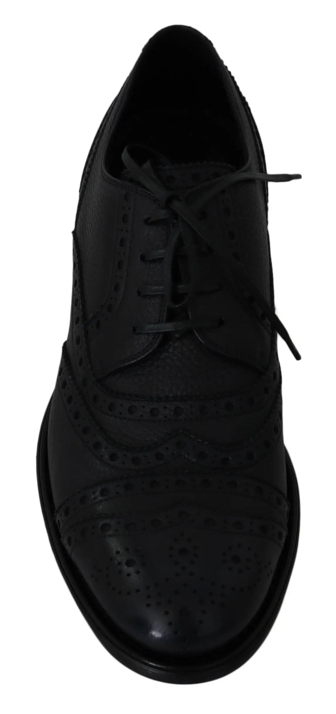 Chaussure derby en cuir bleu dolce gabbana avec détail perforé et lacets pour costume élégant