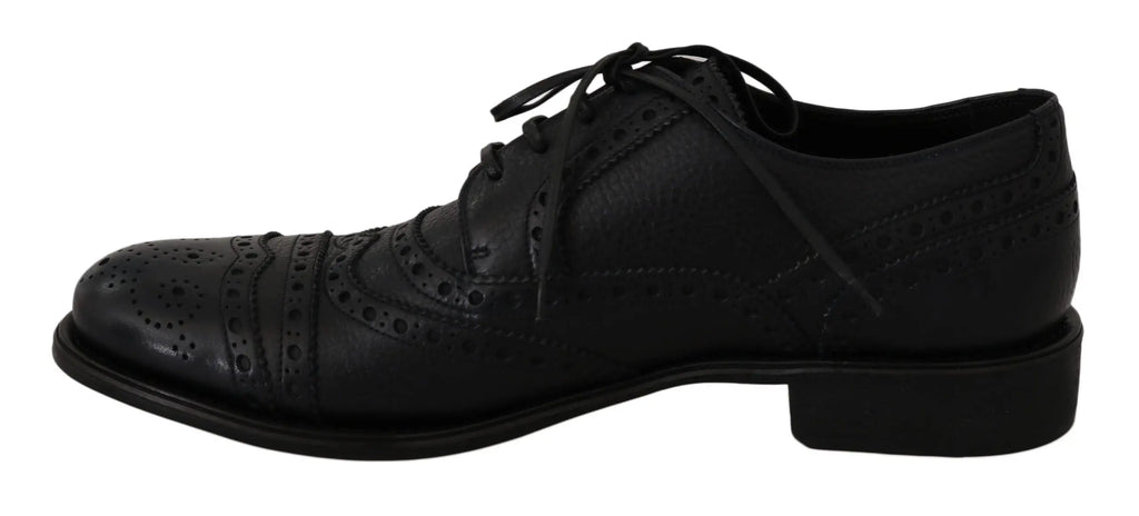 Dolce & gabbana chaussures habillées oxford wingtip en cuir bleu avec perforations et lacets