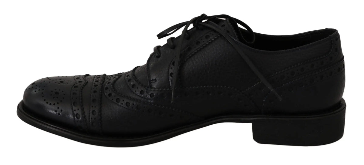 Dolce & gabbana chaussures habillées oxford wingtip en cuir bleu avec perforations et lacets