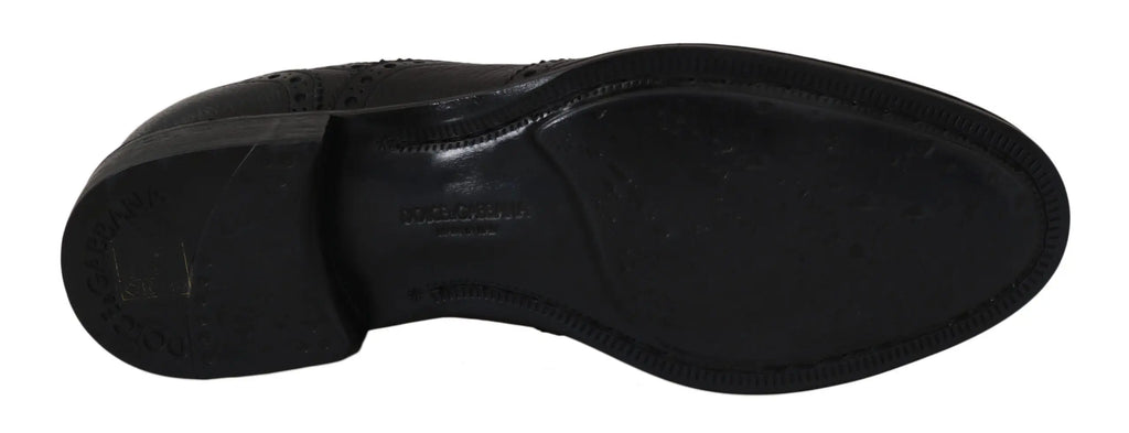 Chaussure derby dolce & gabbana en cuir bleu avec découpe brogue pour un style habillé élégant
