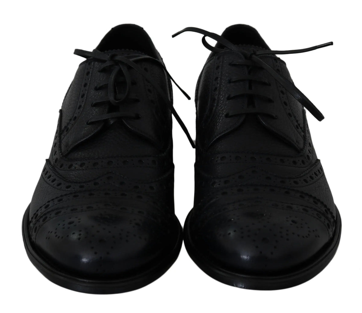 Dolce & gabbana blue leather wingtip oxford dress shoes with black leather brogue detailing and laces