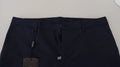 Pantalon chino slim bleu marine en lin coton dolce & gabbana avec coupe structurée et étiquette visible