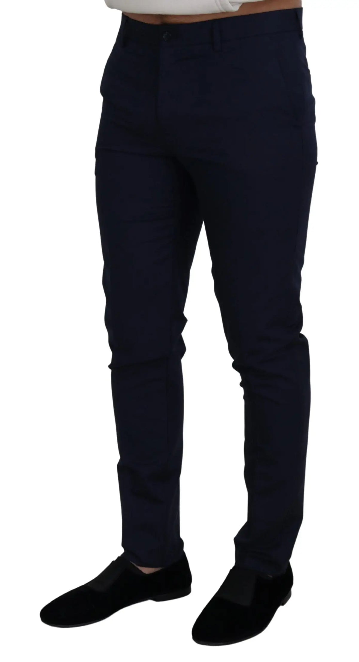 Pantalon chino slim bleu marine en lin et coton dolce & gabbana adapté pour un style décontracté chic