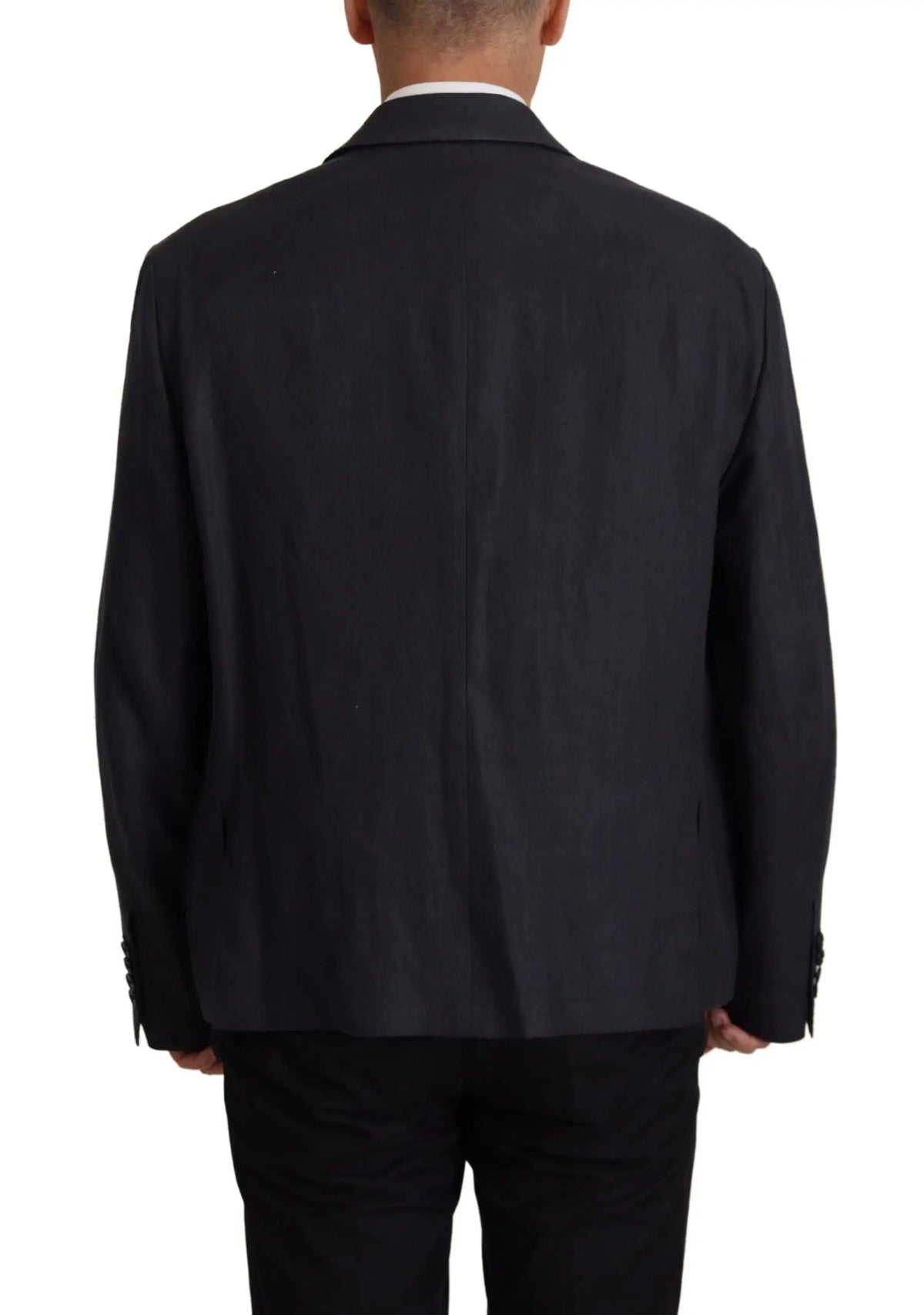 Veste blazer formelle pour homme dolce & gabbana en lin bleu avec silhouette structurée élégante et texture subtile