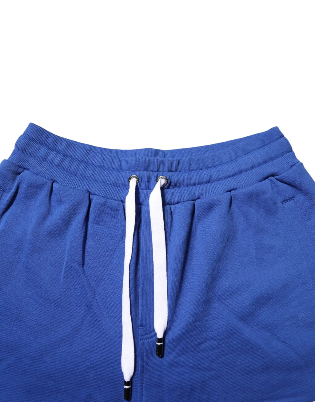 Joggers en coton bleu roi dolce et gabbana avec cordons blancs et aglets noirs, style bermuda sweatshorts