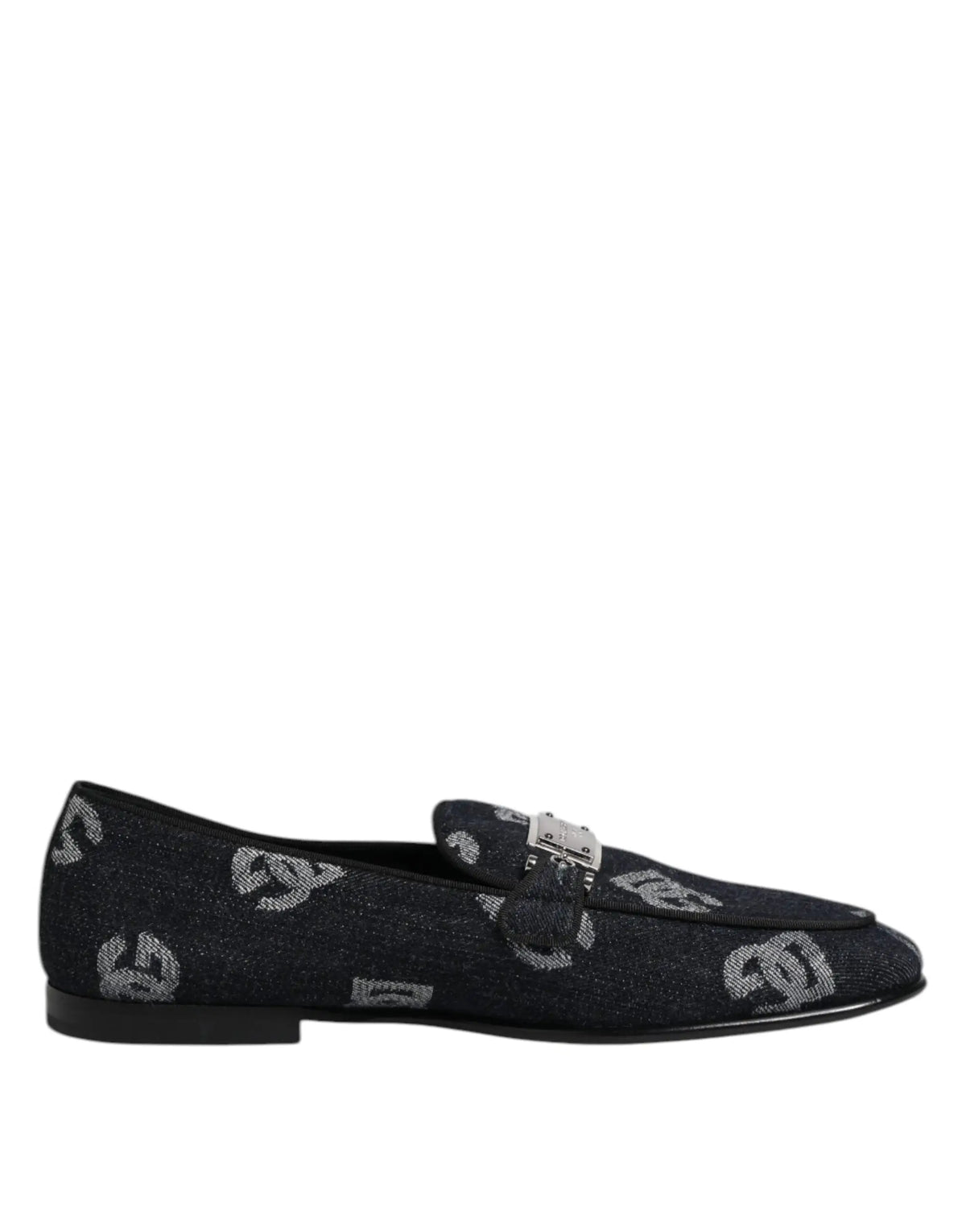 Loafer noir dolce & gabbana en coton avec logo cc argenté et boucle métallique pour tenue habillée