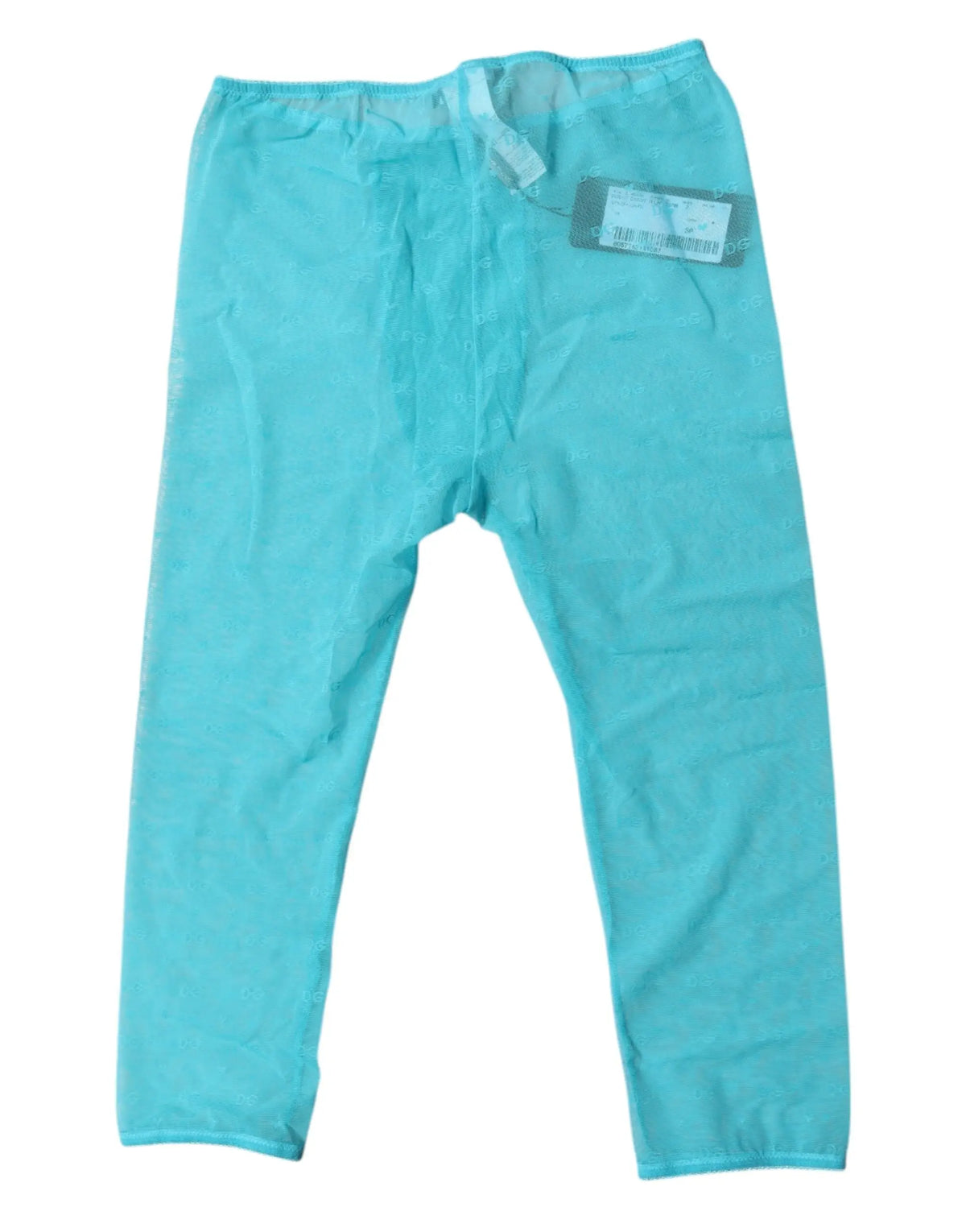 Legging extensible turquoise dolce & gabbana en tissu doux et lisse avec taille élastique sous-vêtements courts dentelle logo bleu