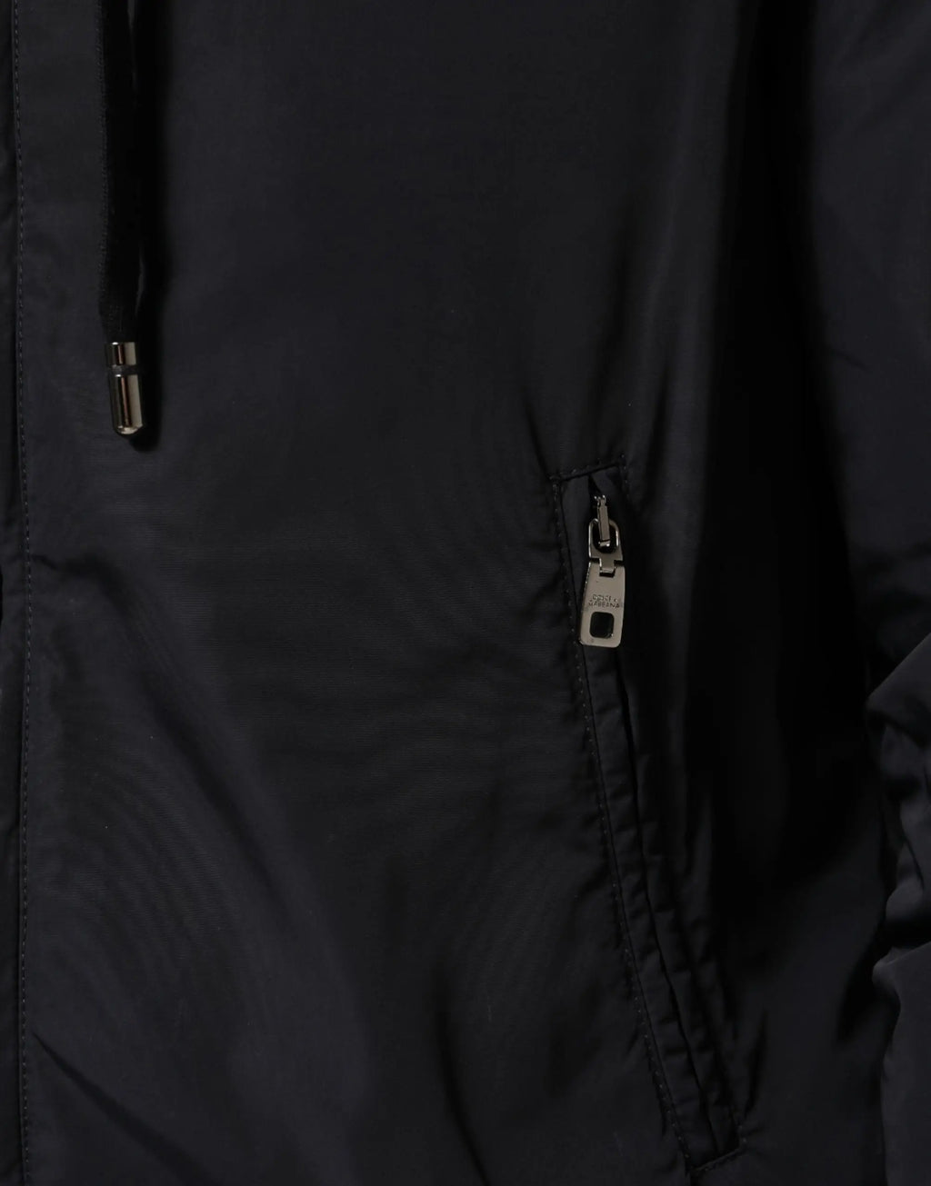 Veste bomber dolce & gabbana en nylon noir avec fermeture éclair argentée et tissage texturé subtil