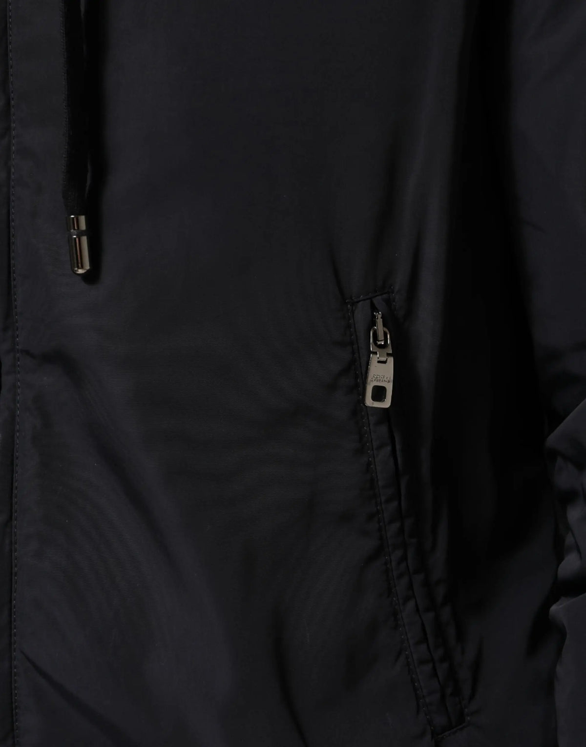 Veste bomber dolce & gabbana en nylon noir avec fermeture éclair argentée et tissage texturé subtil