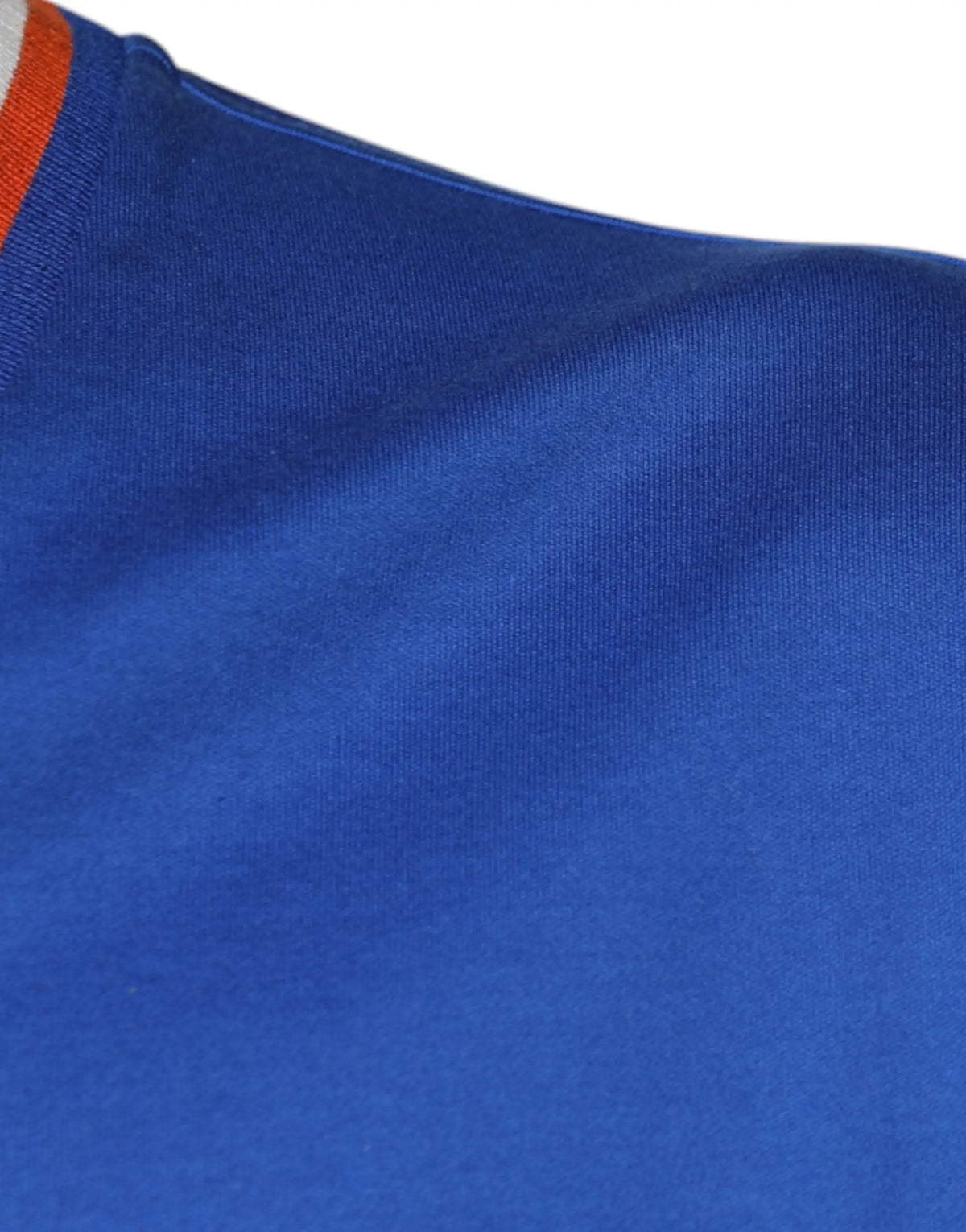 T-shirt dolce & gabbana en maille bleu royal avec texture côtelée et bordure orange contrastante au col en v manches courtes