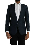 Dolce & Gabbana bleu martini blazer ajusté en laine bleu marine avec un bouton unique et poignets blancs contrastants