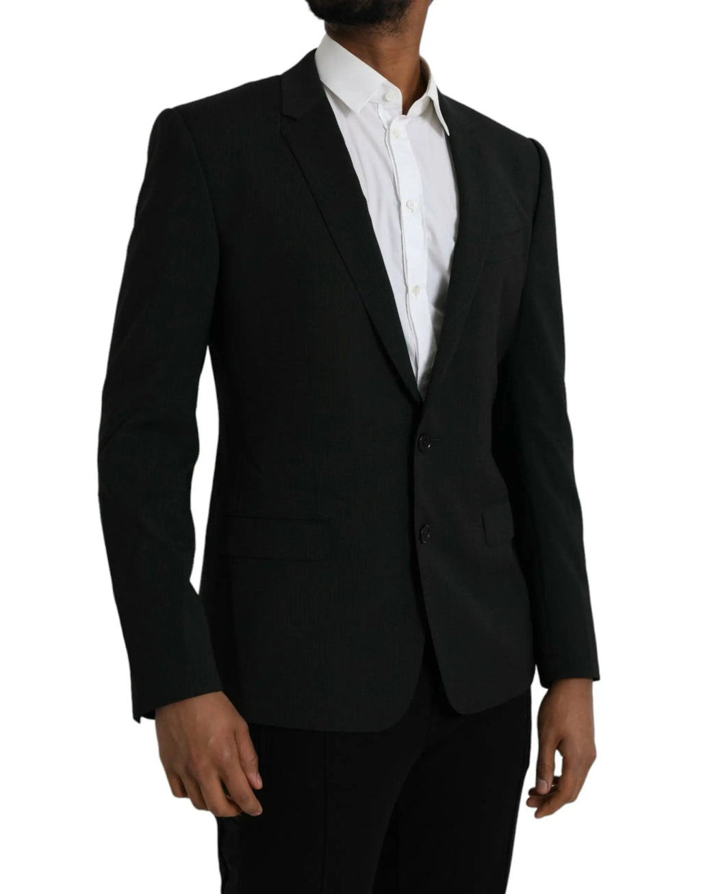 Veste noire tailored dolce et gabbana martini en laine bleu classique à un bouton avec revers cranté