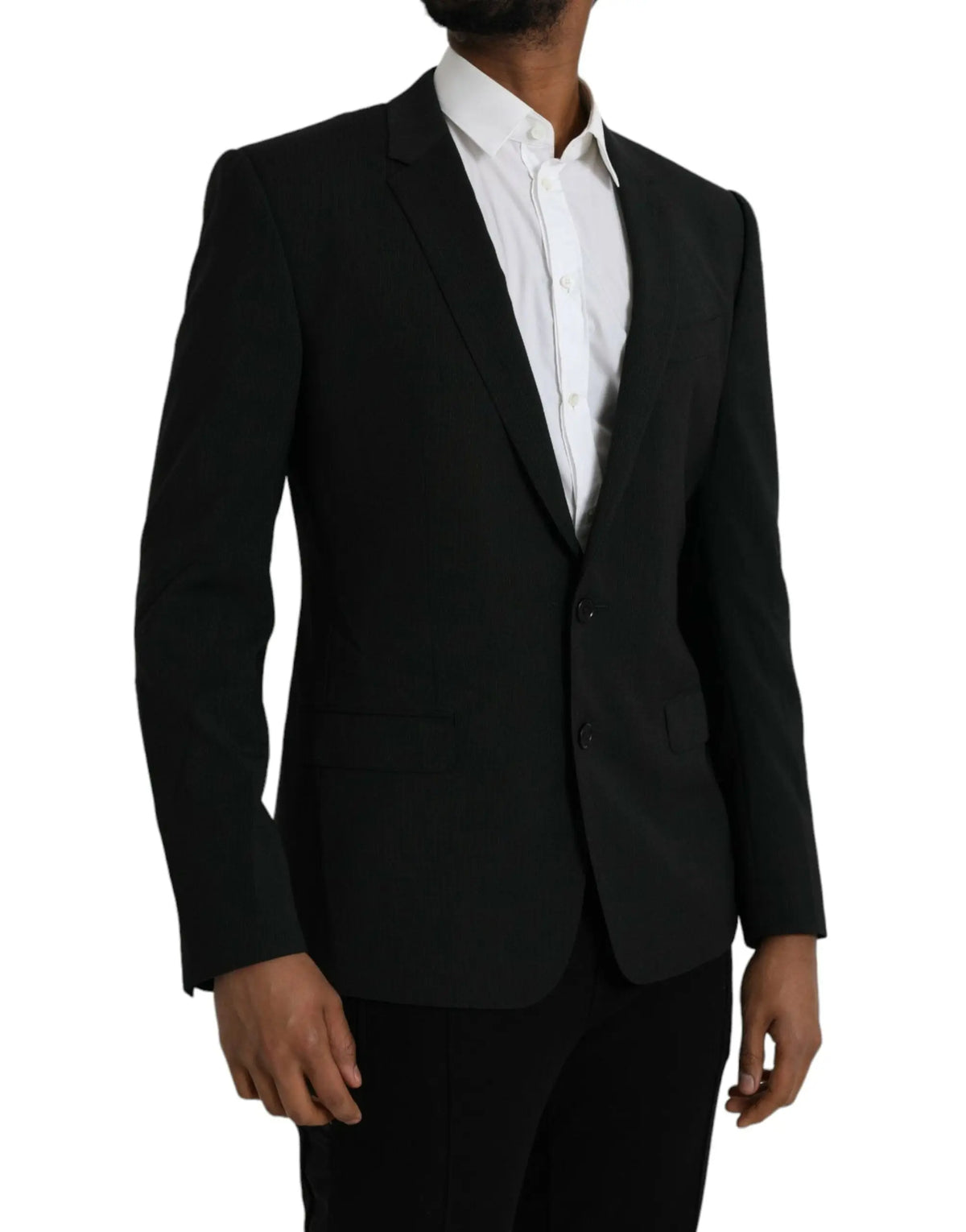 Veste noire tailored dolce et gabbana martini en laine bleu classique à un bouton avec revers cranté