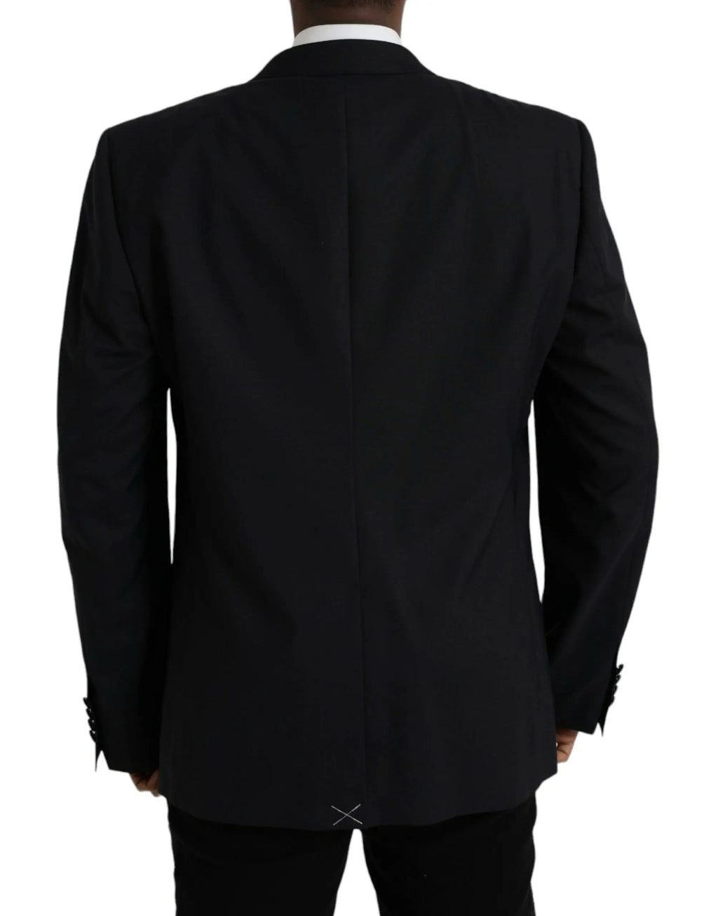 Veste blazer noire ajustée dolce gabbana martini bleu à simple boutonnage avec revers crantés et poignets boutonnés