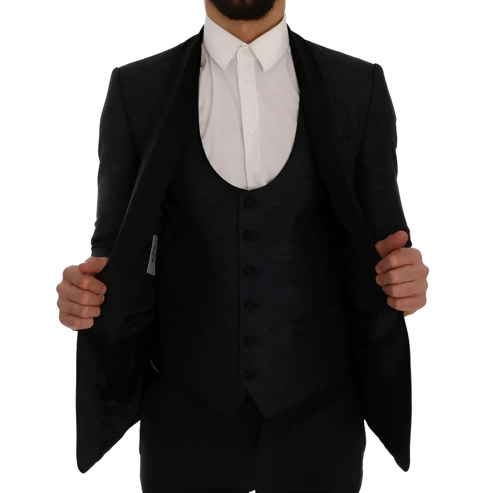 Costume trois pièces noir texturé avec veste et blazer assortis dolce gabbana blue martini slim 2 piece blazer