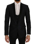 Veste de costume noir texturée avec revers en velours dolce & gabbana blue martini slim 2 pièces
