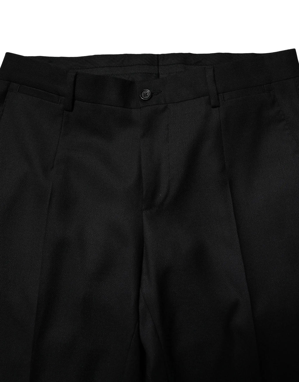 Pantalon plissé noir en laine dolce & gabbana avec tissu lisse et fermeture bouton unique pour costume bleu martini